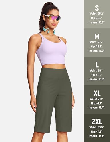 Image of ISEEGZ 15 inch / 18 inch / 21 inch / 25 inch Capri Pants for Women High Waist with Pockets Women's Capris Workout Yoga Pants Loose Straight Leg