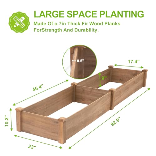 Image of ketive Raised Garden Bed Without Legs 8x2Ft ft Large Elevated Wood Planter Box for Vegetables, Flowers, Herbs, and Succulents(Brown)