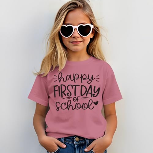 Image of Girls Boys Happy First Day of School Shirts Kid Back to School T-Shirt Kindergarten 1st 2nd Grade Outfits Tees Tops
