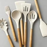 Silicone Cooking Utensils Set,7Pcs Kitchen Tool for Spatula Spoon,Non-Stick & Heat Resistant-White