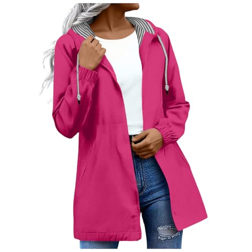 Rain Jacket Women Packable Waterproof Raincoats Plus Size Hooded Rain Coats Lightweight Windbreaker with Pockets