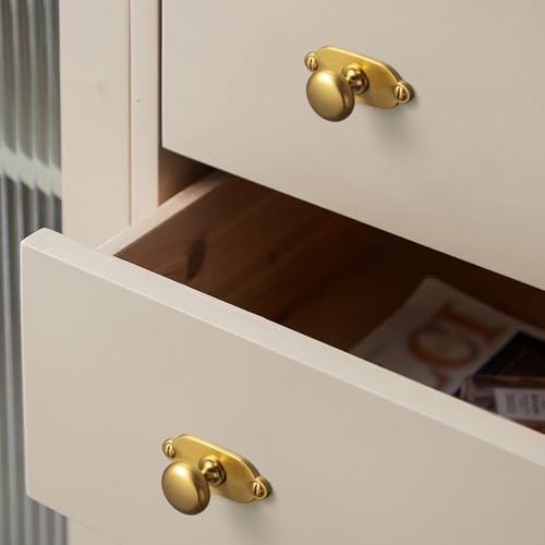 Image of Goo-Ki Brushed Gold Zinc Alloy Cabinet Knob with Backplate - Single Hole Center Cabinet Pull Hardware for Bedroom, Kitchen, 12 Pack(8611-G013)