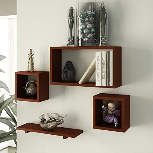 Device Bas with BROWN ART SHOPPEE Engineered Wood Wall Mount Floating Wall Shelves for Living Room/Bed Room Set of 4 (Brown)-image-39