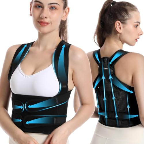 Posture Corrector for Women and Men, Back Brace for Upper and Lower Back Pain, Comfortable Back Stretcher, Breathable Best Rated Posture Corrector, Spine Decompressor (Medium)