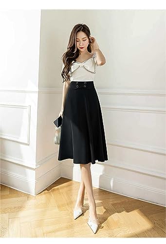 Jupe trapèze ample taille haute noire vêtement d'été fluide taille XS - 5