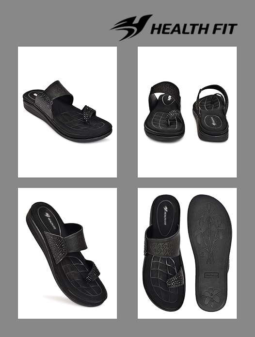 Image of HEALTH FIT EXTRA SOFT Women's Comfortable Memory Foam Doctor Slippers /Flip-Flops|Fashionable Casual & Stylish|Lightweight & Breathable|Outdoor Synthetic Casual Chappals Sandals Ladies & Girls HF24