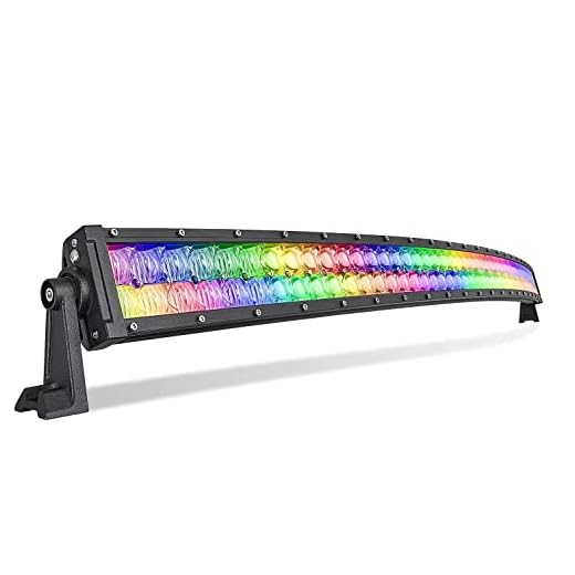 52inch Curved RGB Led Light Bar 300w with Strobe Flashing Spot Flood Combo Beam Offroad Lighting Driving Light Led Work Light for Trucks Pickup SUV ATV UTV