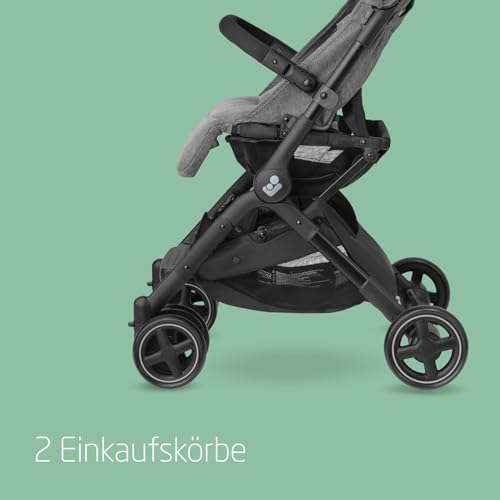 Maxi-Cosi Lara2 Baby Kinderwagen, 0–4 Jahre, 0–22 kg, federleichter, kompakter Buggy, 3 Liegepositionen, flache Liegeposition, klein zusammenklappbar, Schultergurt, Select Grey