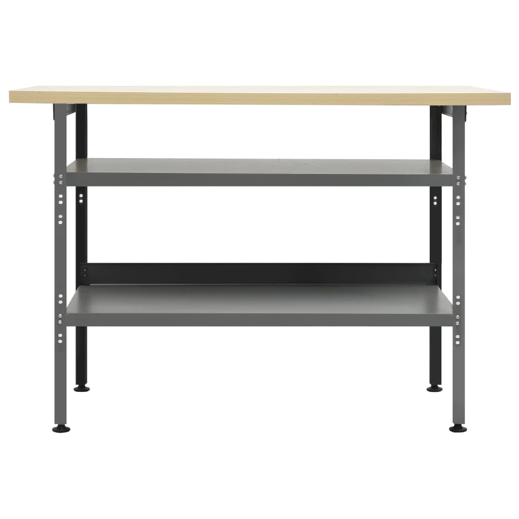 vidaXL Banco de Trabajo Garaje Herramientas de Trabajo Mesa Estación Superficie Grande Plataforma Estable de Acero Gris 120x60x85 cm
