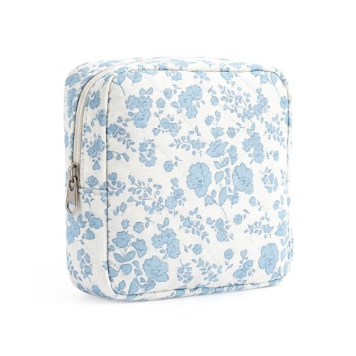 Image of MAYCREATE Small Quilted Cotton Makeup Bag Mini Portable Cosmetic Pouch