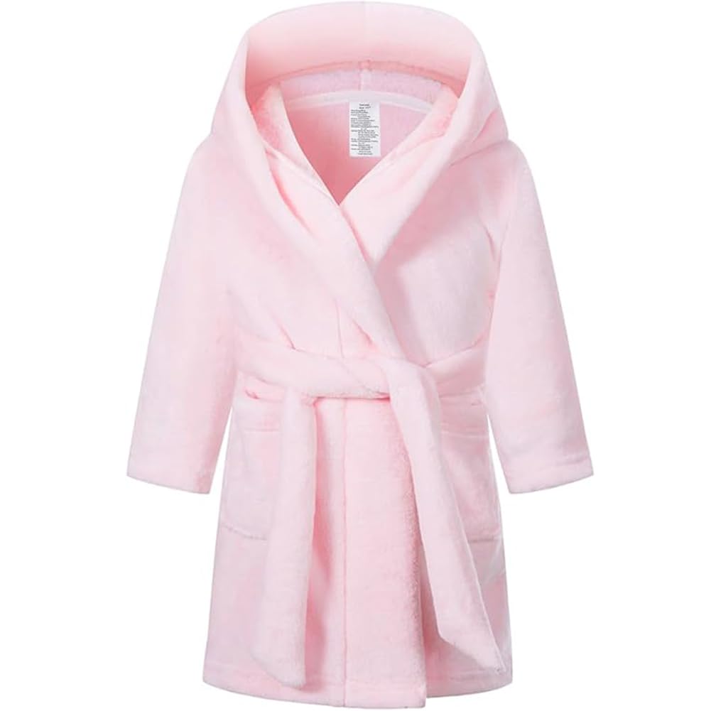 Kids Bathrobe Hooded Plush Fleece Robe for Girls Boys