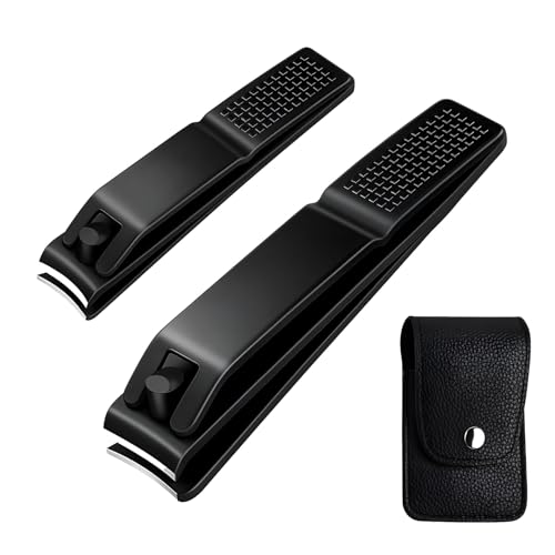 YAOYYG Juego De 2 Cortauñas Extra Anchos - Acero Inoxidable, Corte Preciso Para Uñas Gruesas De Manos Y Pies. Incluye Estuche De Cuero. ¡Deslizamiento Perfecto Y Máximo Rendimiento!