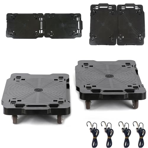 BLOHEIWA 2台の連結プラットフォーム車スタック可能な台車縦横リンク軽量 静音 滑らかで力がかからない耐荷重400 kg軽量台車家庭用カート360°回転ブラック (2, ブラック) 黑