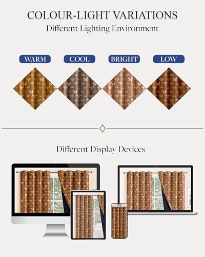 Image of Cloth Fusion Printed 100% Blackout Window Curtains 5 Feet Long Set of 2