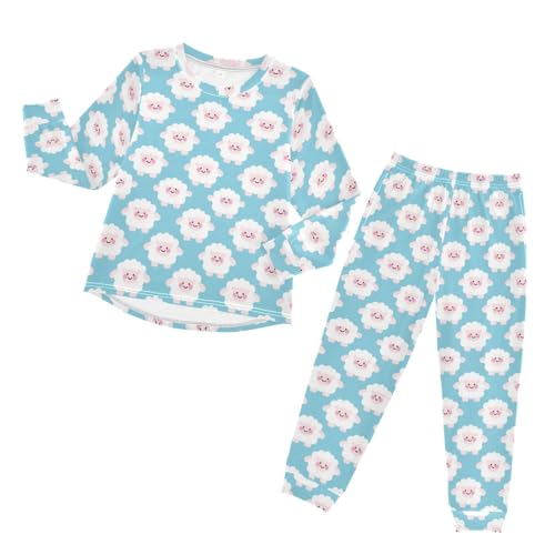 Little Sheep Cartoon Soft Pajama Set for All Seasons,Breathable Pjs Long Sleeve Sleepwear,Comfy Loungewear 2 Piece Underwear Set 6T