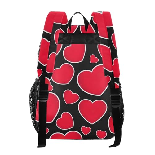 Bold Red Hearts White Black Travel Clear Bags for Women Kids Girls Backpack Boys See through Shoulder Bag3