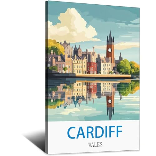 Affiche Cardiff mur vide solution déco vintage Pays de Galles toile 60x90