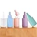 AGENIZ 4 Pack Glass Dropper Bottles, Clear Frosted with 2 Funnels & 2 Lotion Pumps, 30 ml Essential Oil Bottles