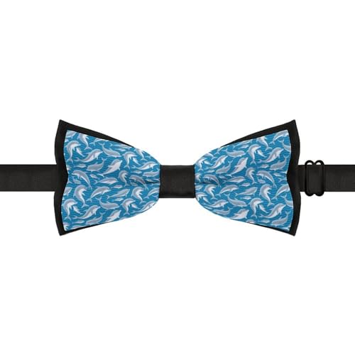 GoasNei Cute Animal of Dolphin Pattern Bow Tie for Men Adjustable Necktie Funny Tie Neck Ties for Weddings Party