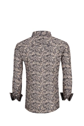 Mens Cowboy Cut Embroidered Western Long Sleeve Snap Button Down Shirt2