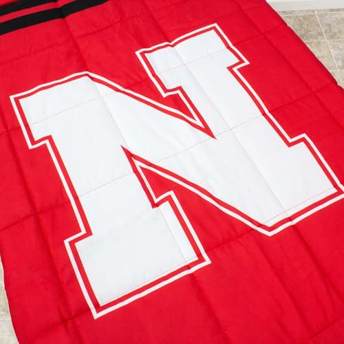 Image of College Covers Everything Comfy Nebraska Cornhuskers Reversible Big Logo Soft and Colorful Comforter, Queen