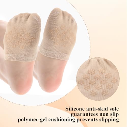 Image of Xinjoduz 6 Pairs Half Socks for Mules Toe Topper Socks Women for Mules and Slides No Show Toe Covers Women's Mule Toes Toppers Liner Non Slip Hidden Toes Covers Mule Sock (Nude Black)