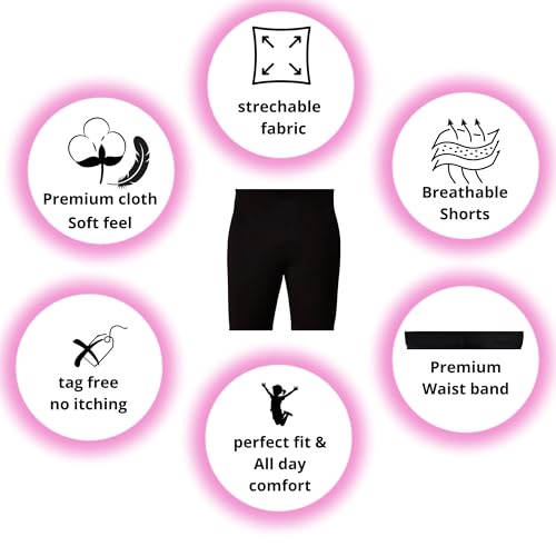 Image of Girls Tights & Short for Girl Kid in Solid Colours | Soft Stretchable Fabric - Ideal for Sports, Yoga - Pack of 2