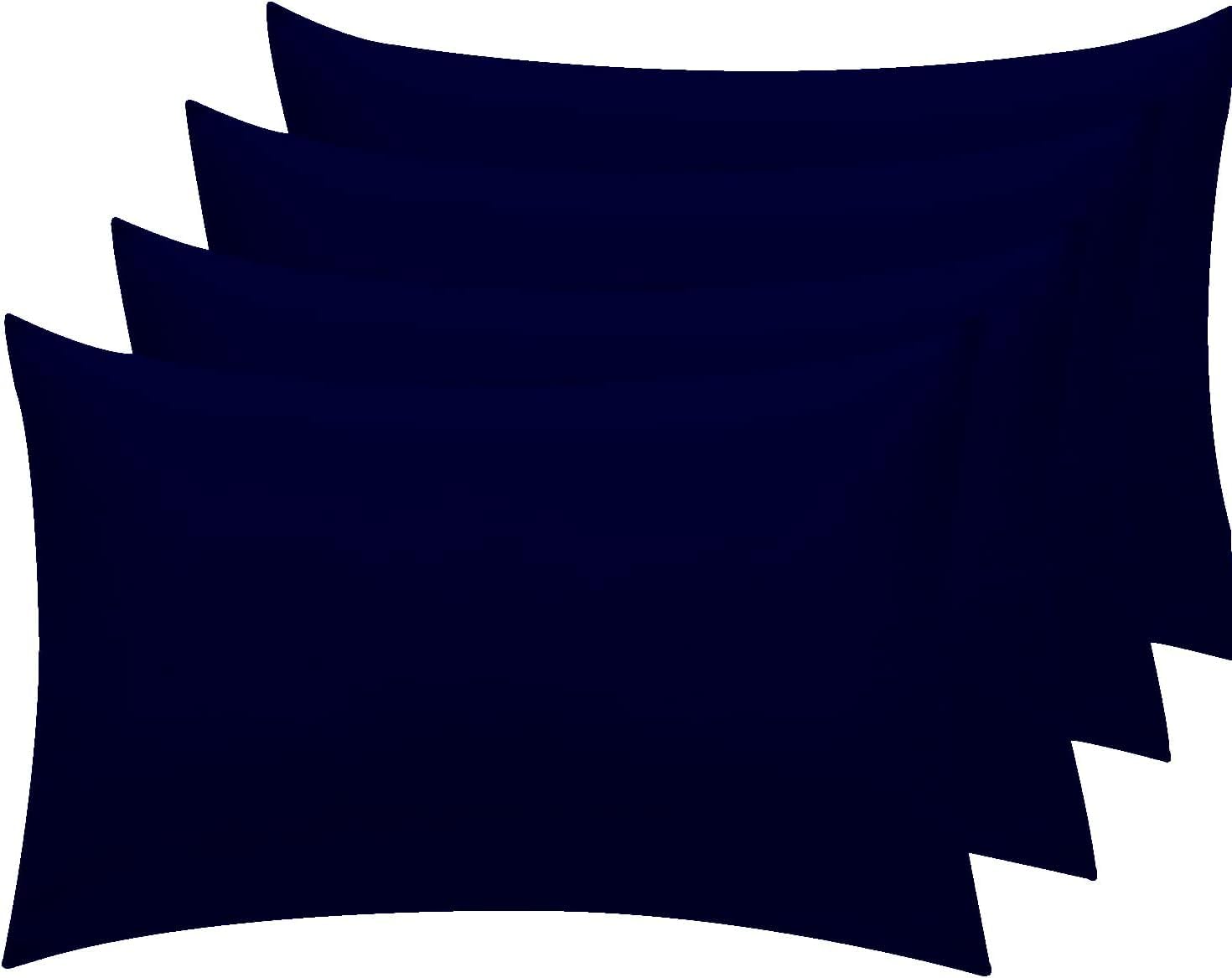 Linens World Pillow Cases 4 pack - Egyptian Cotton 200 Thread Count Pillow Cases/Pillow Protectors, Hotel Quality Fabric & Wrinkle free pillows Cover Pack of 4 (Standard 50x75 cm, Navy)