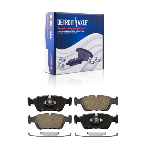 Image of Detroit Axle - Front Brake Kit for BMW 320i 318i 318is 325i 325is 328i 328is Z3 Z4, Drilled & Slotted Disc Brake Rotors Ceramic Brake Pads w /Hardware Replacement