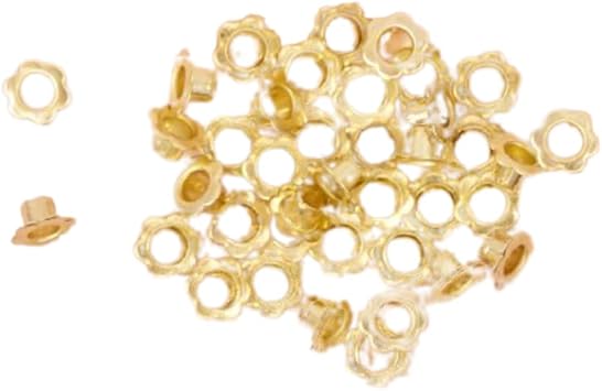 Craftelier - Pack of 40 Flower Shaped Eyelets | Ideal for Card Making, Scrapbooking and Crafts | Valid for Various Materials | Inner Size 0.19" and Outer Size 0.39" - Gold Color
