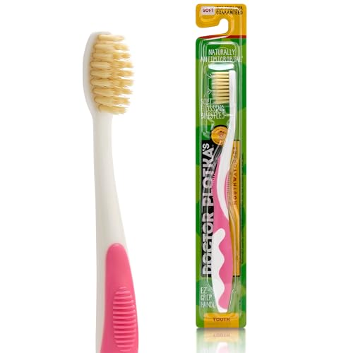 Doctor Plotka's Mouthwatchers Antimicrobial Floss Bristle Silver Toothbrush, Youth, Pink
