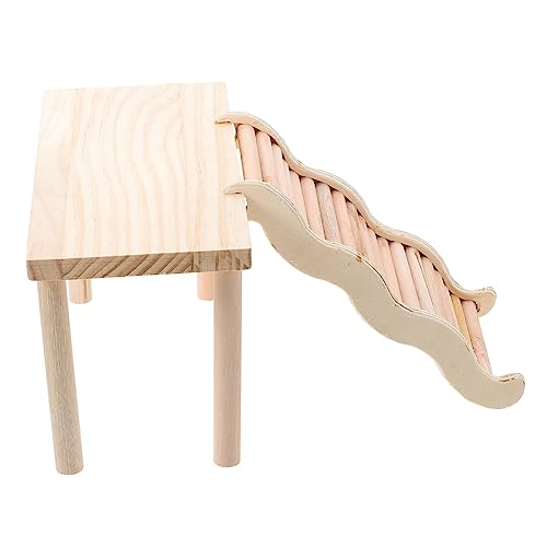 COSMEVIVI Hamster Cage Platform and Wooden Climbing Ladder 2pcs Set Multi-functional Two-layer Loft for Hamsters and Cage Supply for Small Rodent Play and Exercise