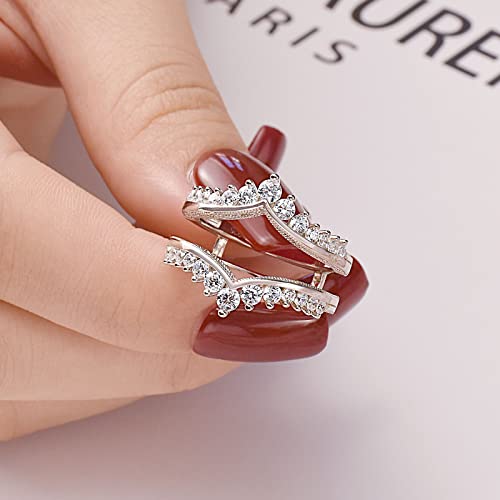 Wuziwen Wedding Guard Ring Enhancers for Engagement Rings Womens CZ 925 Sterling Silver Size 5 by Wuziwen - Image 3