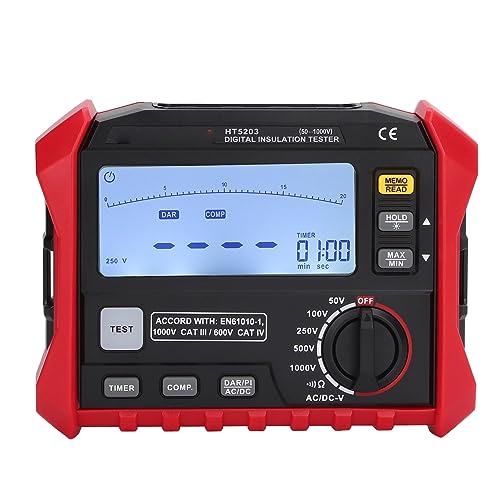 Probador de Resistencia de Aislamiento Megóhmetro, Probador de Resistencia a Tierra de Alta Precisión Profesional Práctico para Motor