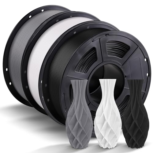 ANYCUBIC PLA Filament 1.75mm, RFID 3D Printer Filament, Dimensional Accuracy +/- 0.02mm, 3 Pack 1KG Spool, Pearl Black + Bright White + Texture Grey 3kg 3*1kg pla (Pearl black+ Bright White