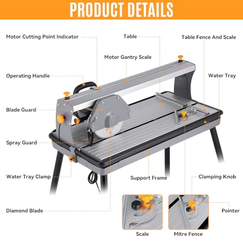 Hoteche 8-Inch Wet Tile Saw with Stand