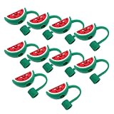 Mobestech 10 Stück Silikon Strohhalmdeckel Wassermelonenmotiv Staubdichte Trinkhalmverschlüsse für 8mm Strohhalme Wiederverwendbare Trinkbecher Abdeckungen für Outdoor Reisen