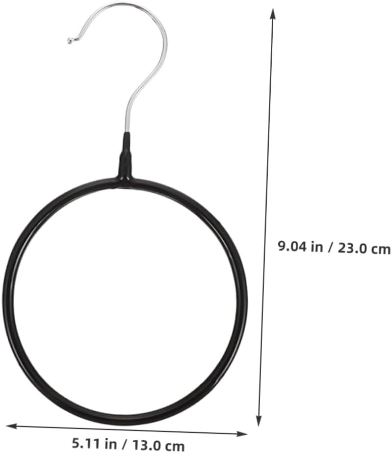 10pcs Heavy-Duty Scarf Ring Hangers Multi-Functional Belt and Tie Rack Iron Wire Black Closet Organizer for Scarf Storage and Wardrobe Accessories