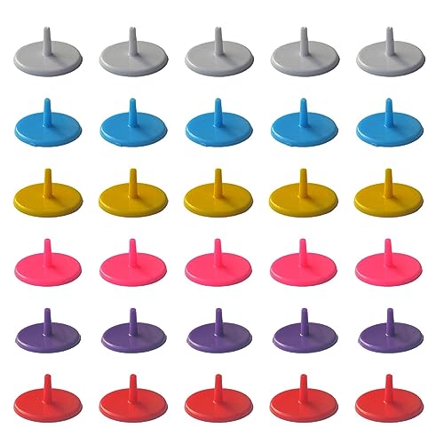 NHBETYS 60 pcs Golf Ball Position Markers, Plastic Flat Round Golf Marker Diameter 24mm Multi-color Ball Mark Tool for Driving Ranges, Instructors, Players(multicolor)