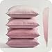 Housse de Coussin 40 x 40 Rose Lot de 4 Decorative Chambre Enfant Fille Bebe Velours Doux Boheme Housses Coussins pour Canape Salon Déco Scandinave Aesthetic Double Face à Motif Uni avec Zip Invisible