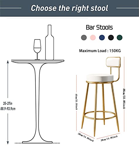 Tabourets de bar ensemble de 2 avec dossier pour éviter le mal de dos, design blanc