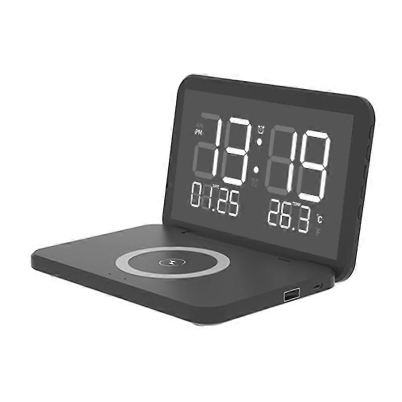 Horloge miroir LED avec recharge sans fil et thermomètre haut de gamme