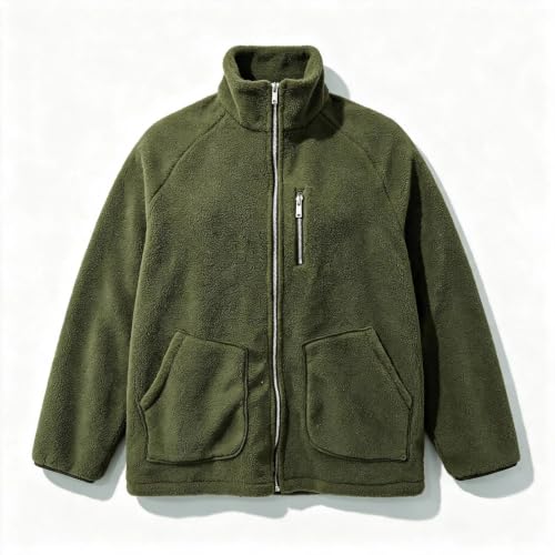 XOGWVJ Womens Full Zip Sherpa Fleece Jacket Stand Collar Warm Soft Coat Chest Zip Pocket Casual Fall Winter Outerwear 2026 Long Winter Coats for Women Plus Size Army Green S - image 5