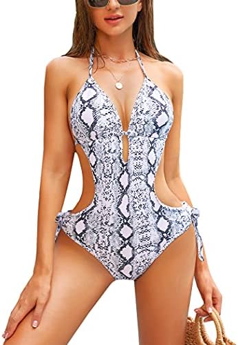 ELOVER Womens One Piece Swimsuit Sexy Monokini Cutout Ties Swimwear Beachwear S-XXL