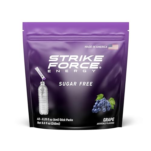 Image of Strike Force Energy Drink Mix - Grape Flavor - Natural Tasting Caffeine Drink - Turn Any Drink into a Healthy Energy Drink - Zero Calories, Keto Friendly, Sugar Free, Pre Workout (40 Liquid Packs)