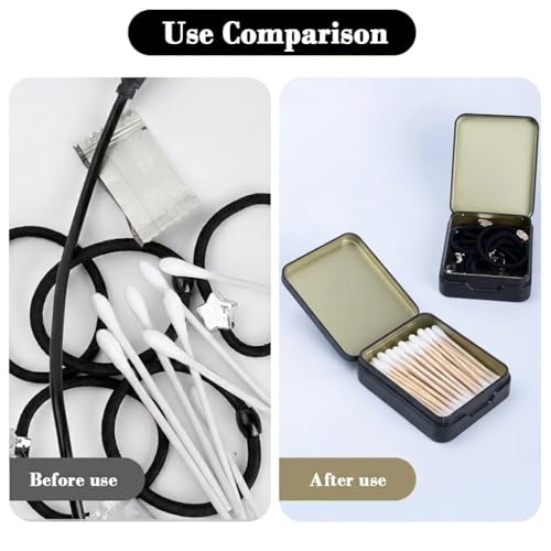 Image of HASTHIP 2Pcs Tin Box - Rectangular Portable Travel Small Box Tiny Metal Container Mini Storage for Cotton Balls, Swabs, Floss, 9.3x7.5x2.5cm