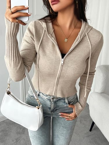 Womens Zip Up Knit Hoodies Long Sleeve Cardigan Casual Sweatshirts Coat Y2k Crop Jackets Spring Fall Clothes3