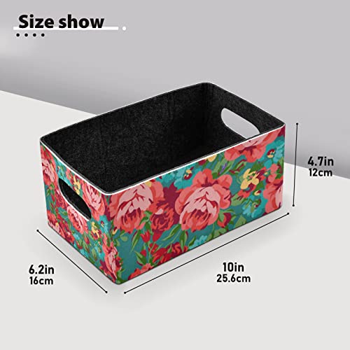 Kcldeci Red Green Rose Storage Bins Baskets For Organizing 2Pack, Sturdy Storage Basket Foldable Storage Baskets For Shelves Closet Nursery Toy #TOP2
