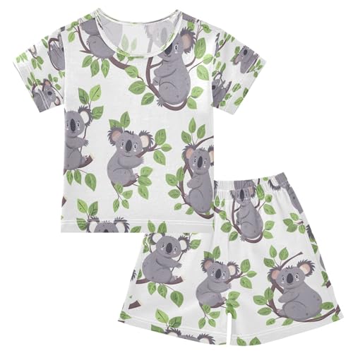 senya Short Sleeve Pajamas Sets Summer Cotton Sleepwear Cartoon Grey Koalas