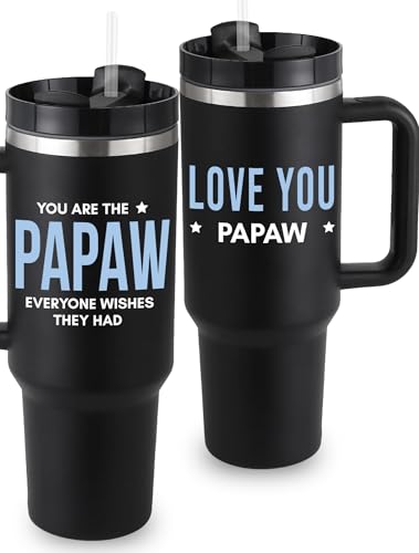 Papaw Tumbler 40oz, Best Pawpaw Gifts From Grandchildren, Papaw Coffee Mug, Unique Gifts From Grandkids, Ideal for Fathers Day, Birthday, Christmas, Gift Ready